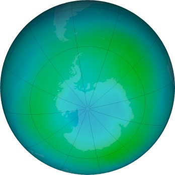 Antarctic ozone map for 2022-01